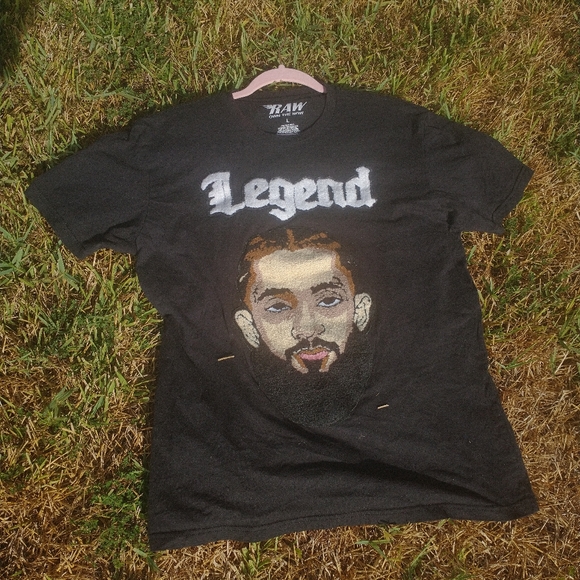 UNIQUE NIPSEY HUSSLE EMBROIDERED SHIRT FROM "RAW" OWN THE NOW BRAND SIZE L - Picture 12 of 12
